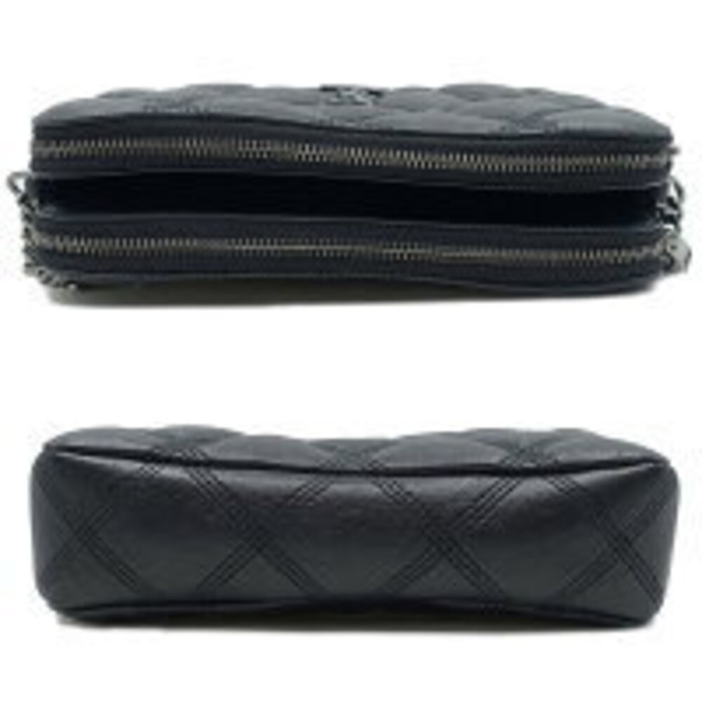 Saint Laurent Becky Double Zip Clutch Chain Shoulder Bag Leather Black - Picture 3 of 6